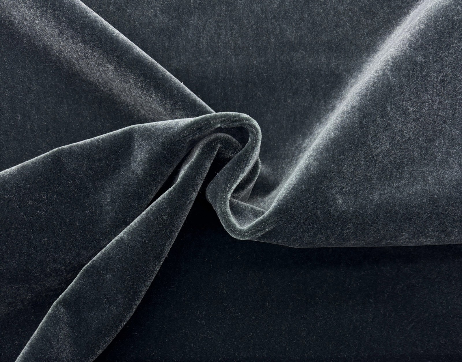DESIGNER PLUSH MOHAIR COAL DK GRAY VELVET WOOL MULTIPURPOSE FABRIC BY YARD 55″W