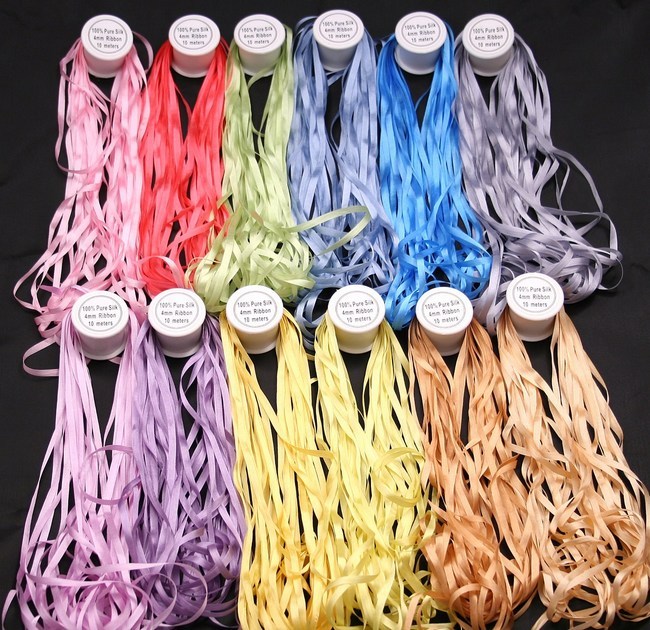 New 132yards 4MM 100% PURE SILK EMBROIDERY RIBBON BRAZILIAN EMBROIDERY