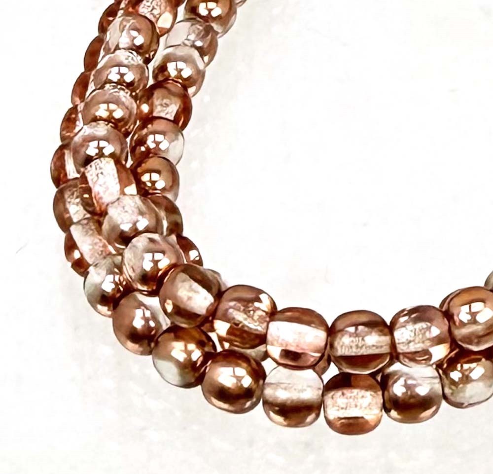 50 Czech Glass Smooth Round Druk Beads – Apollo Gold 4mm