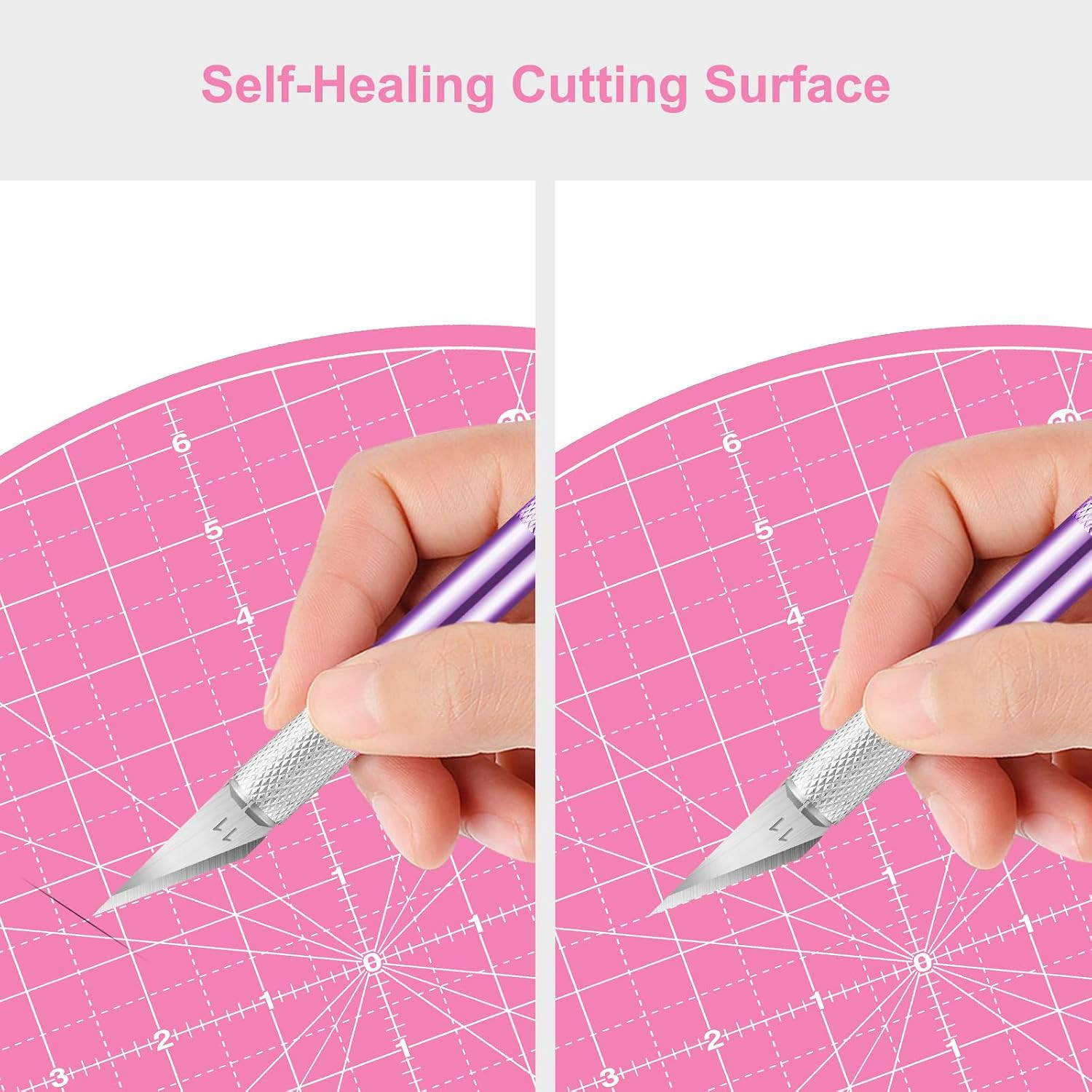 13″ Round Self-Healing Cutting Mat with 360-Degree Rotation, Pink