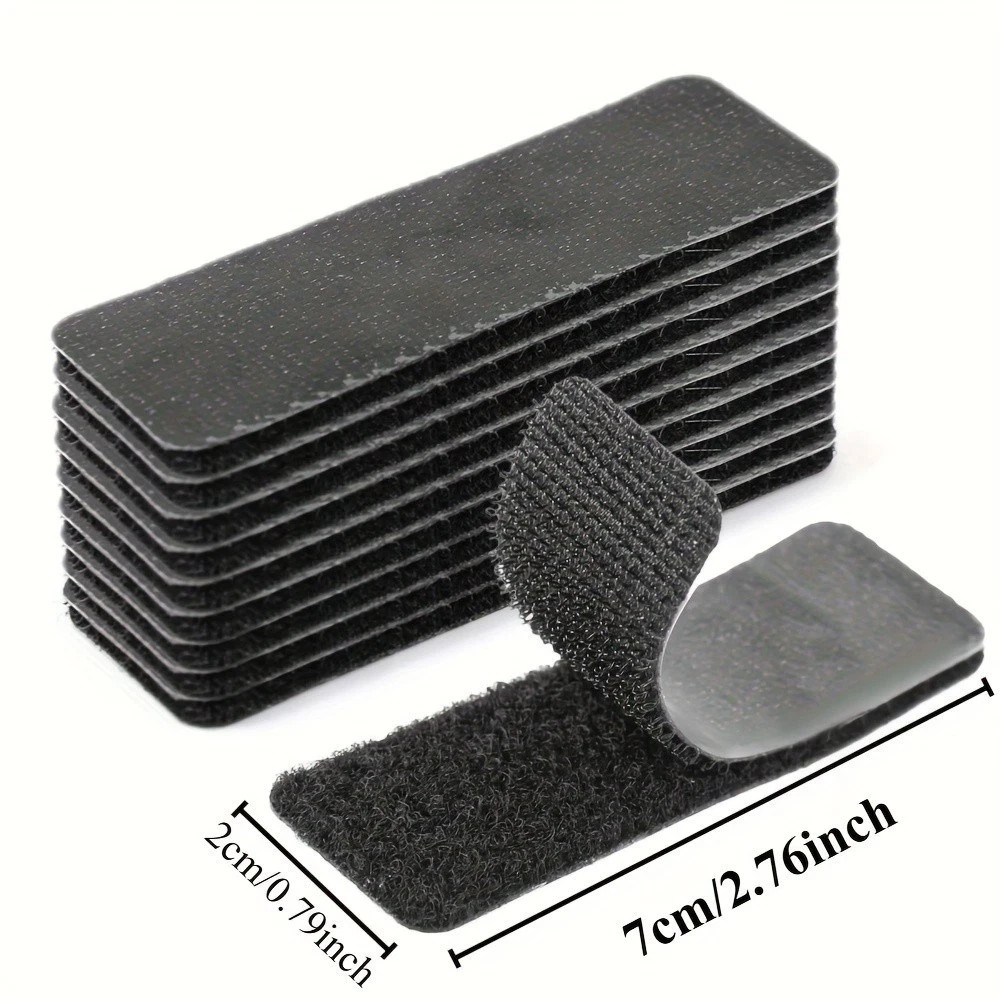 30Pcs Self Adhesive Hook Loop Strips Black Heavy Duty Sticky Back Tape Fastener