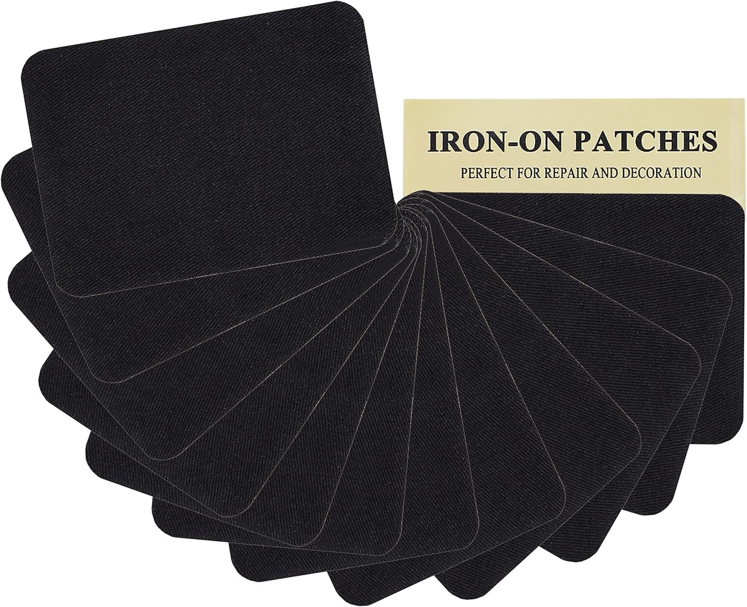 100% Cotton Black Iron-On Repair Patches – 12 Pieces for All Ages