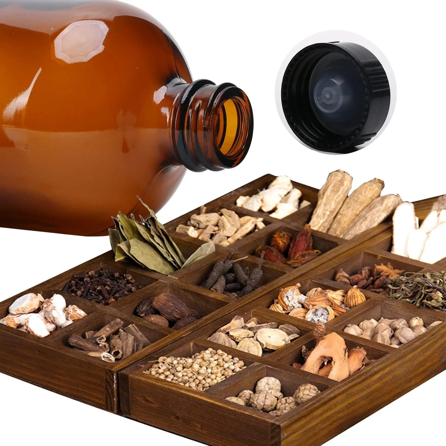 2Pcs 16Oz Amber Glass Boston round Bottles with Air Tight Seal Phenolic Poly Con