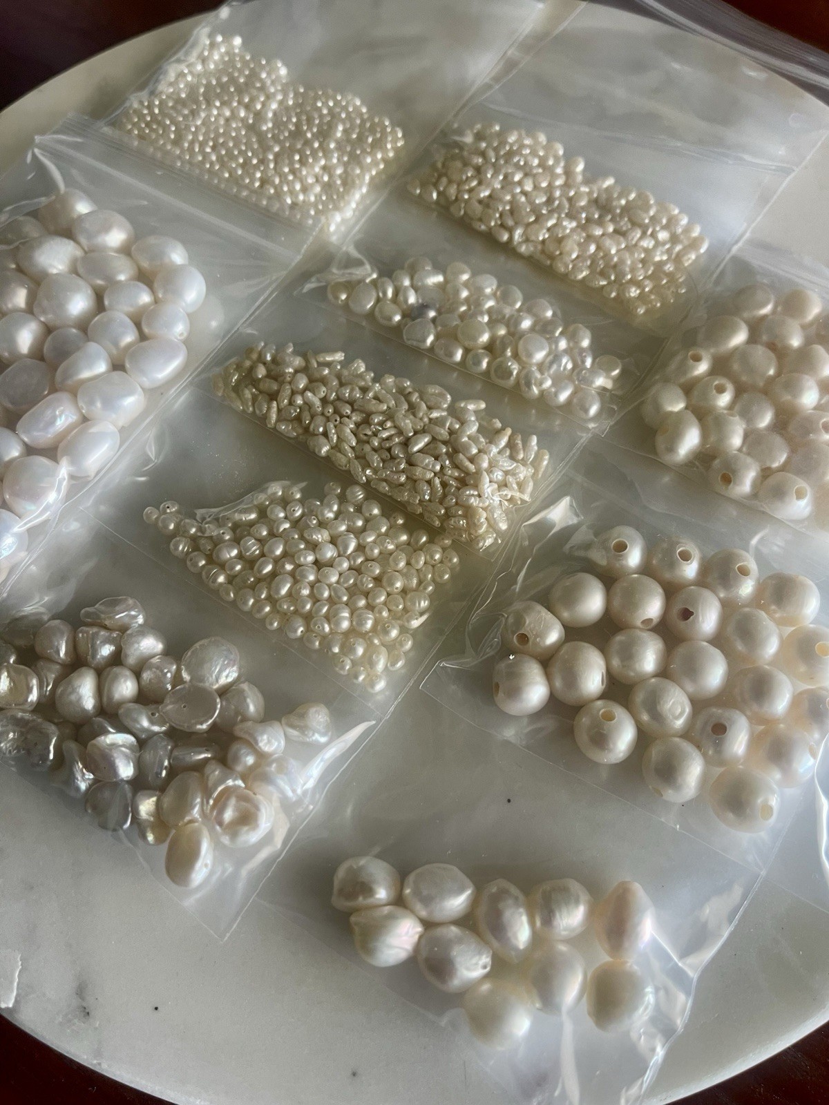 Large Freshwater Pearl Bead White Cream Rice Keshi Coin Baroque Jewelry Supplies