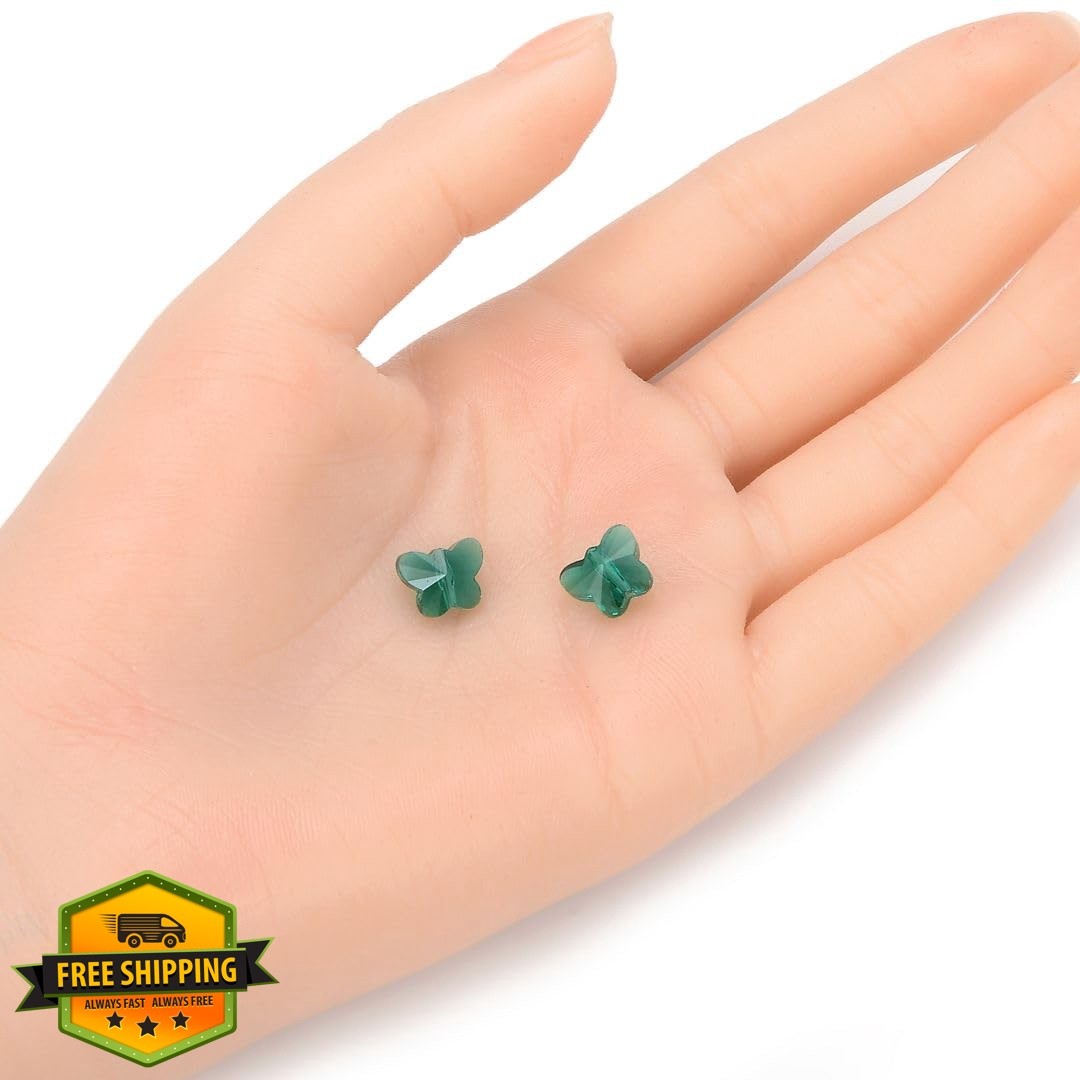 creative club emerald green 10mm butterfly beads 50pcs