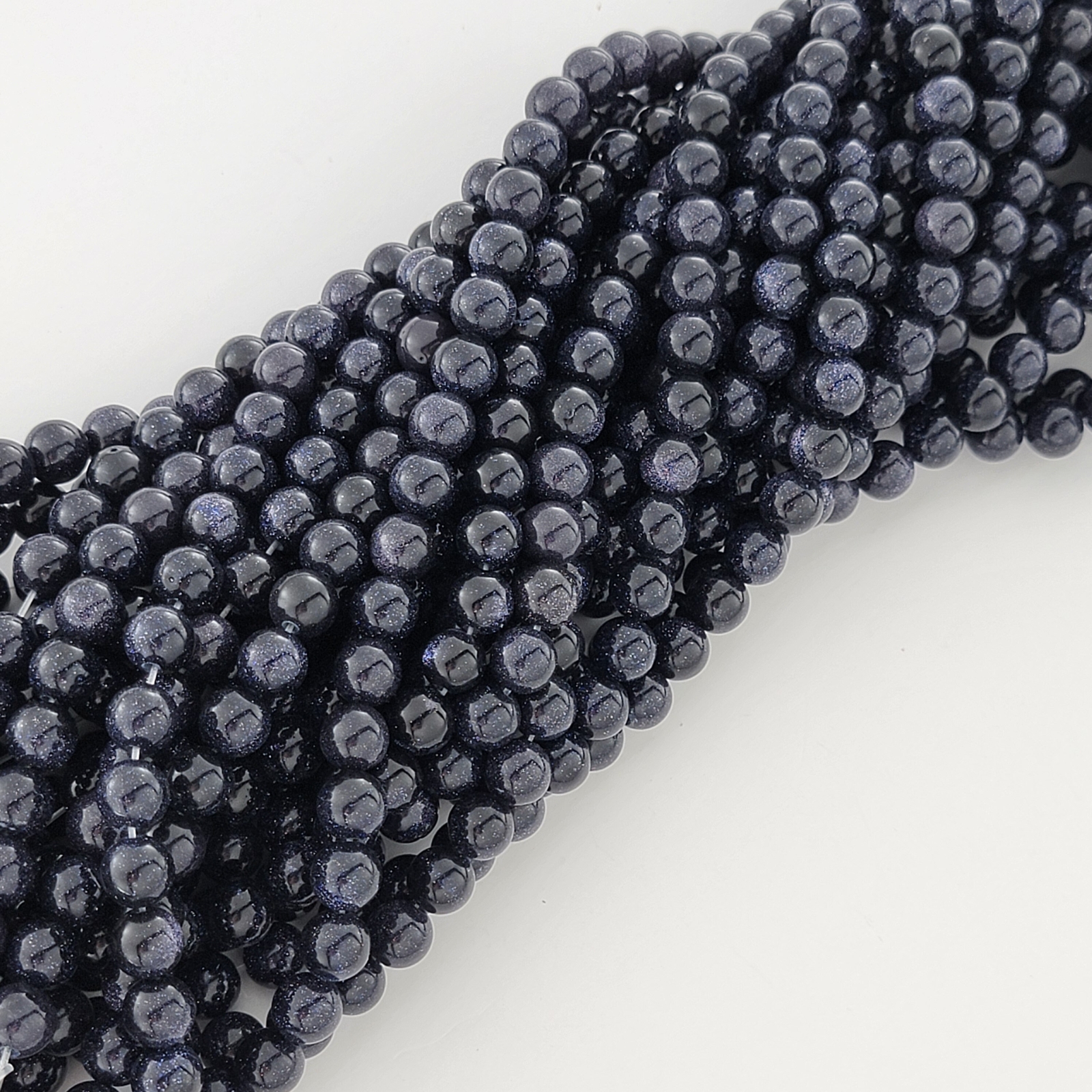 Blue Sandstone Goldstone Beads Sparkle Smooth round Stone 4Mm 6Mm 8Mm 10Mm