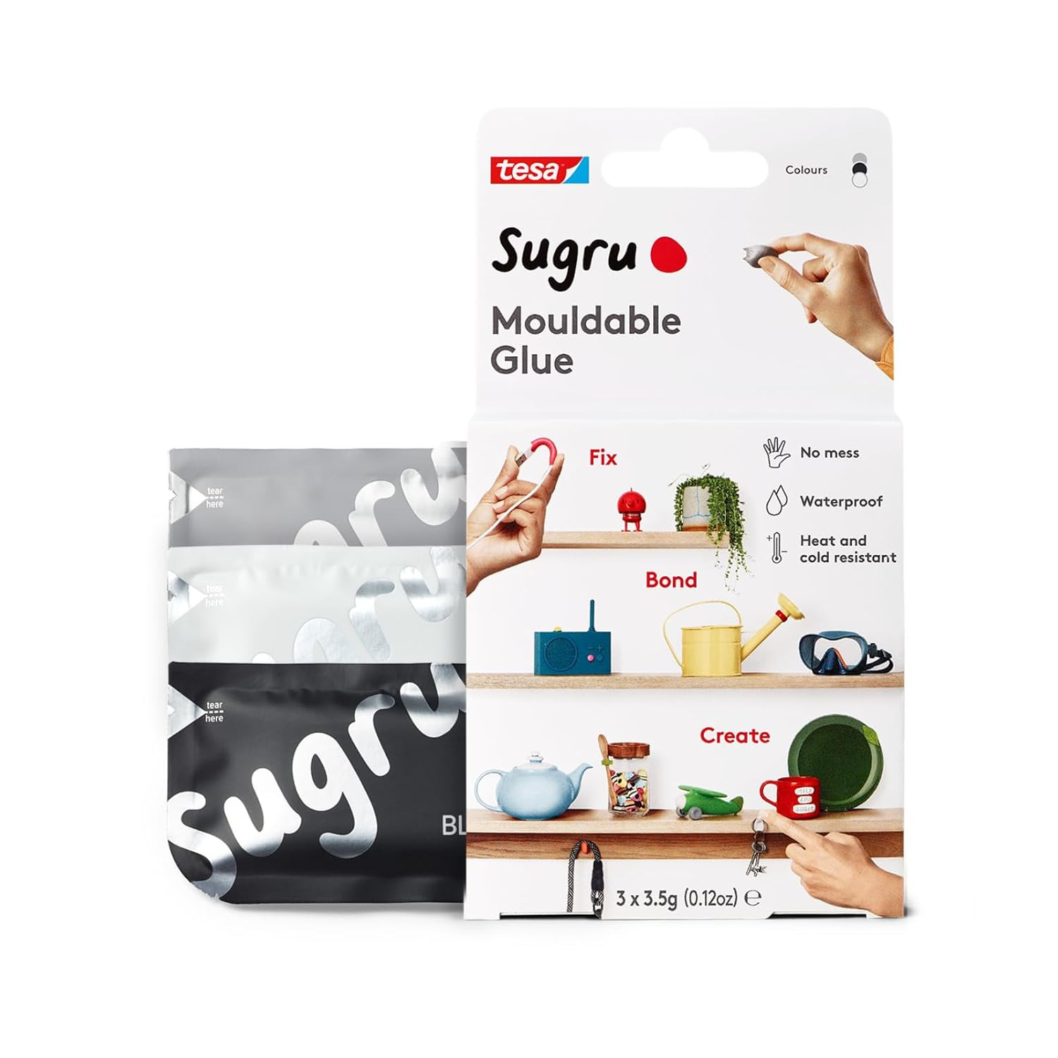 Sugru Silicone Super Glue – Waterproof All-Purpose Wall Putty + Moldable Glue fo