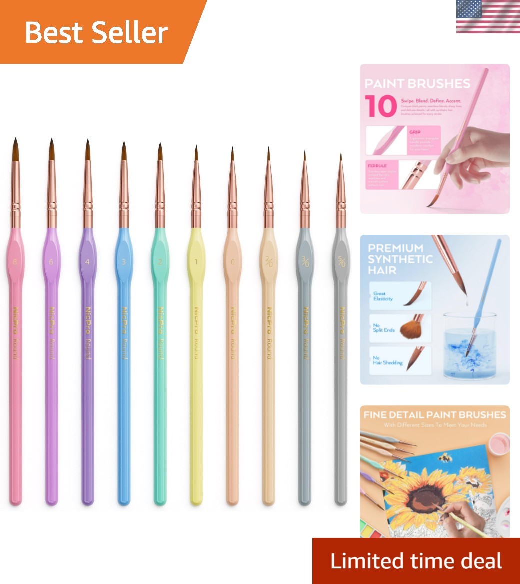 10PCS Micro Fine Detail Paint Brush Set, Aesthetic Pastel Small Miniature Fin…