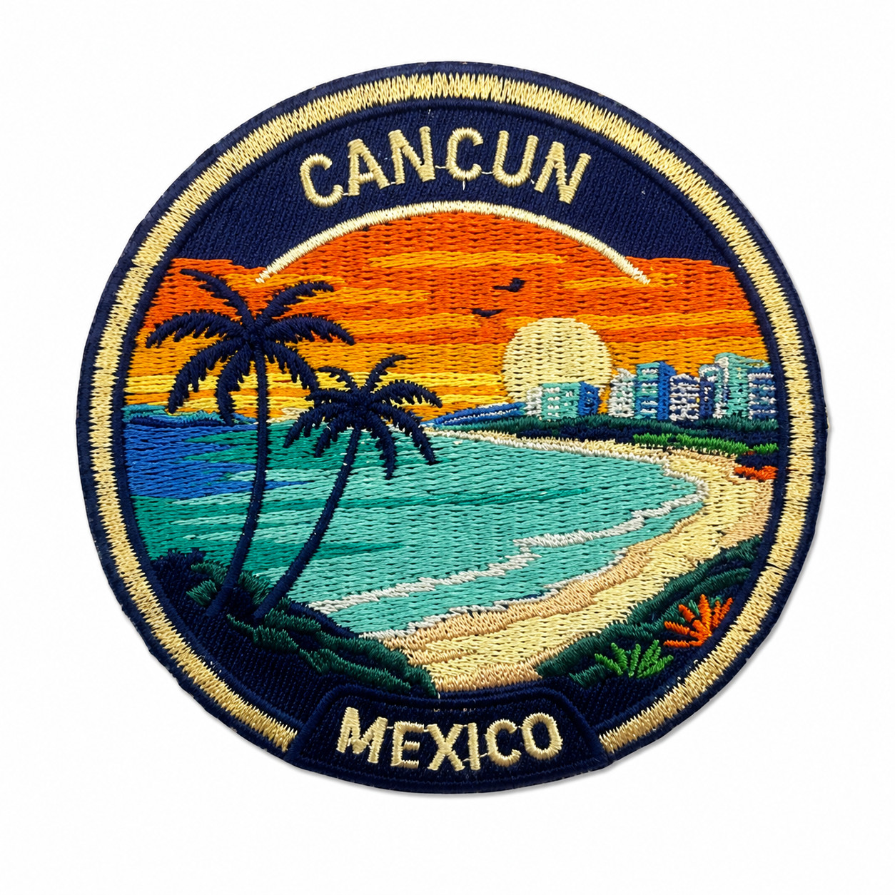 Cancun Mexico Patch 3” Iron On Embroidered Travel Souvenir Badge