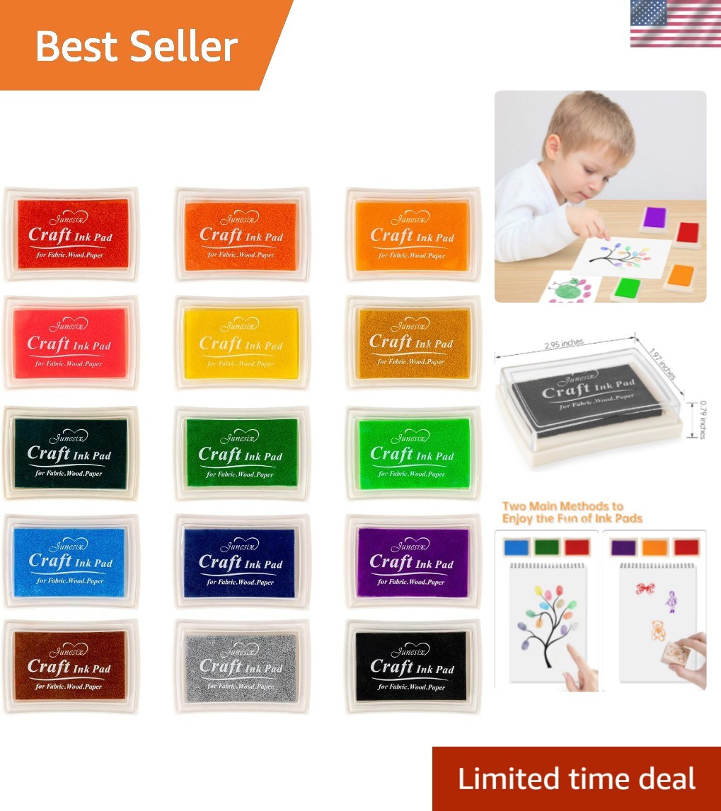 Non-Toxic 15 Color Washable Ink Pads for Kids’ Creative Finger Painting