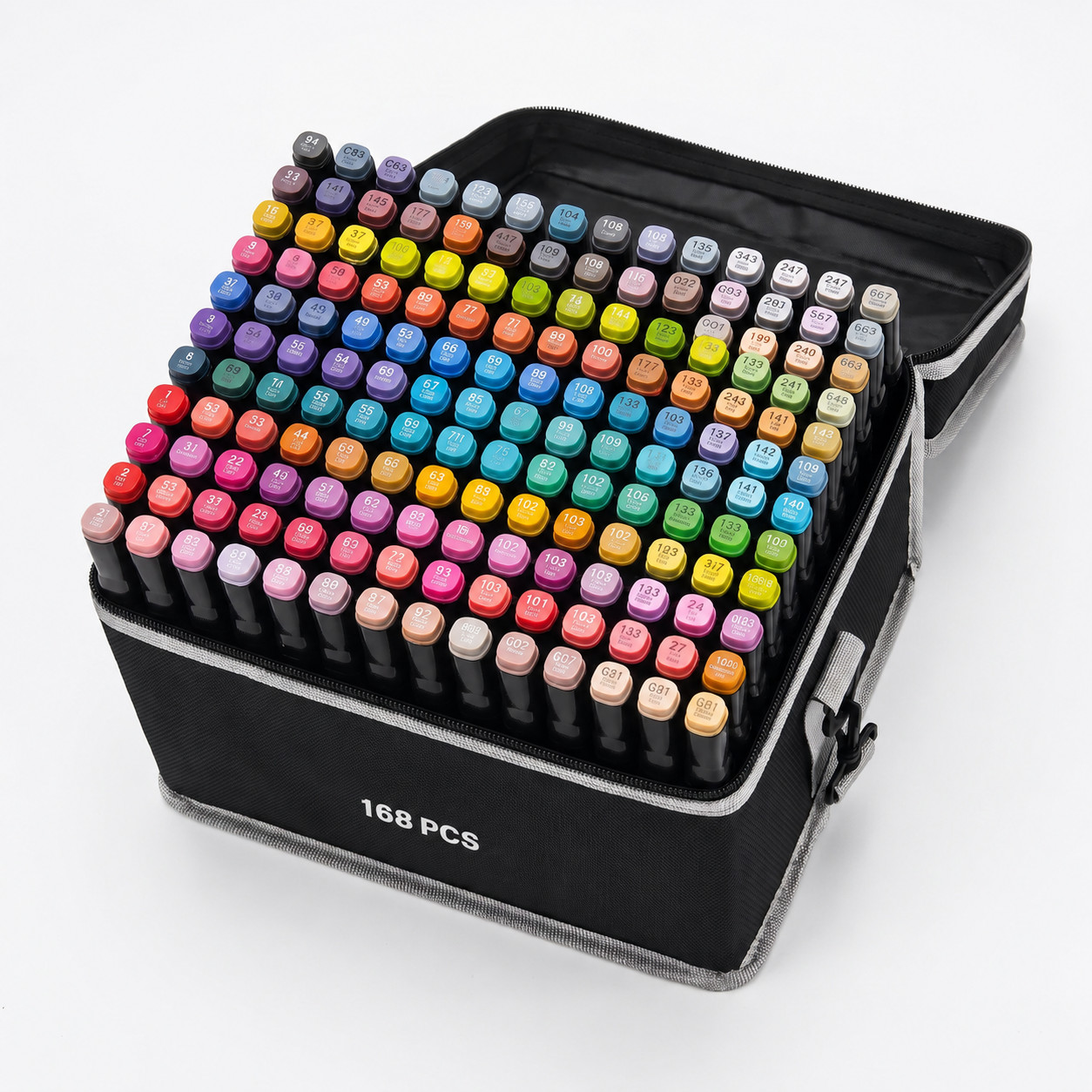 168 Colors Dual Tip Alcohol Markers Art Set Sketch Drawing Pens w/ Carry Case