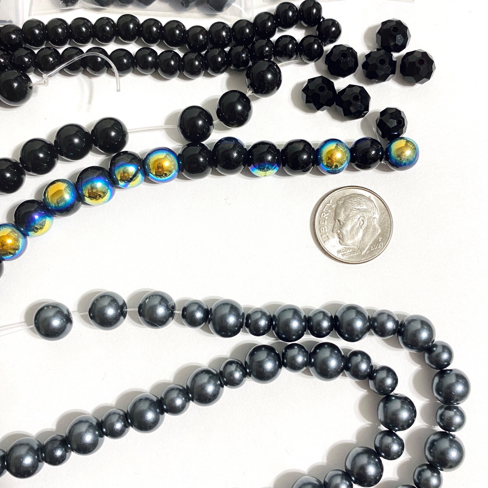 Glass Beads Jewelry Making Jet Aurora Borealis Black Faceted Smooth Mixed Lot