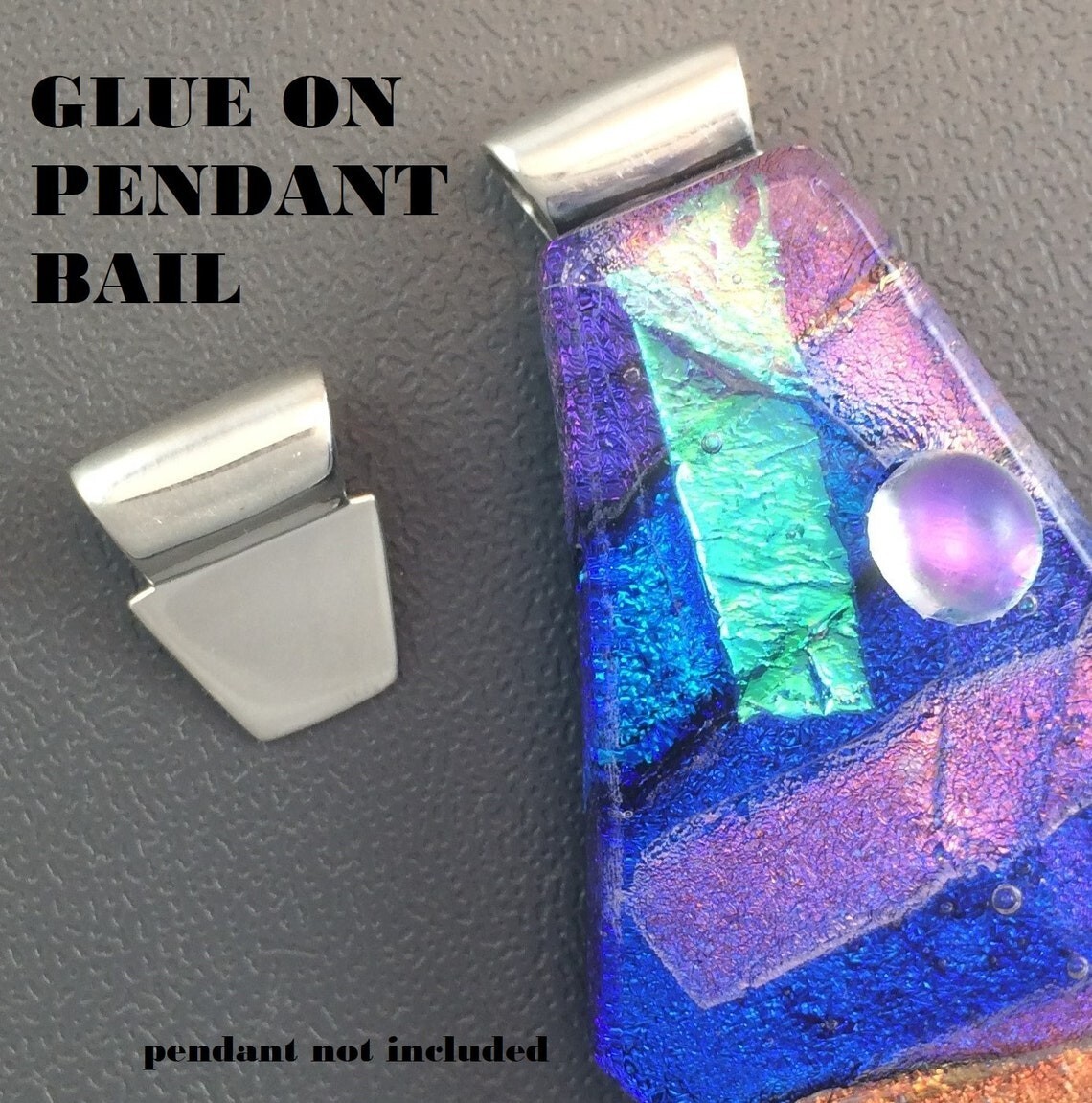 Sterling Silver Glue On Pendant Bail 12mm x 15mm .925 Highly Polished