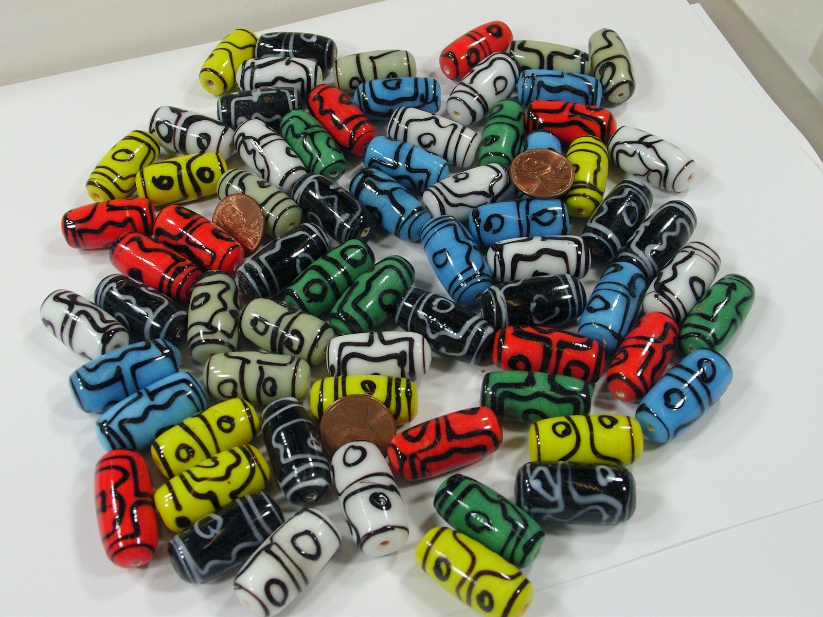 2 Pounds Assorted India Handmade Vintage Design Glass Beads Bulk Lot (RS-6)⭐