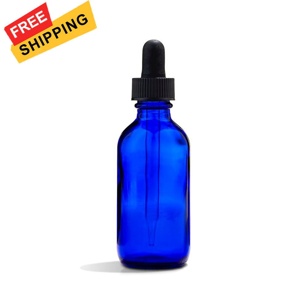 Whole Foods Market, Blue Glass Bottle with Dropper Cap, 2 Fl Oz 2 Ounces,