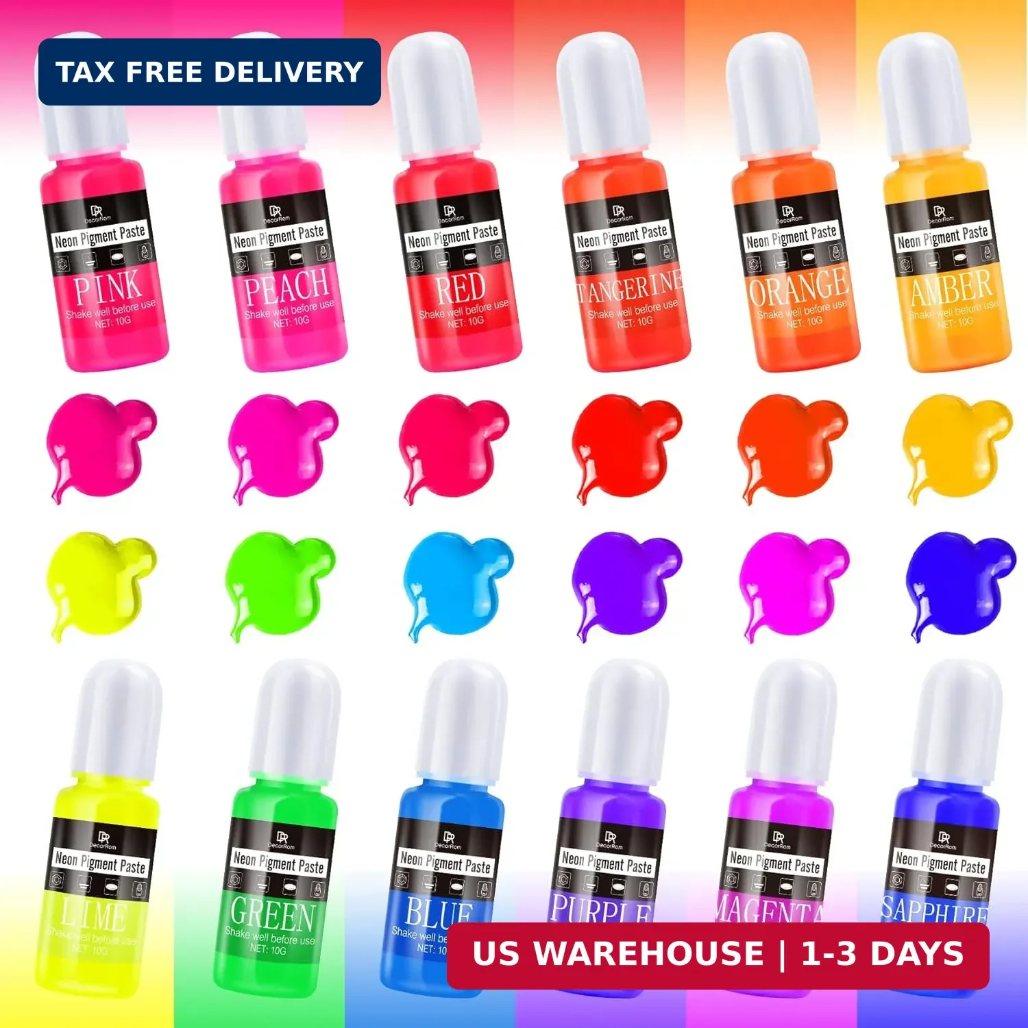 Neon Pigment Paste, 12 Colors Pigment Paste for Epoxy Resin, Opaque Resin Dye, V