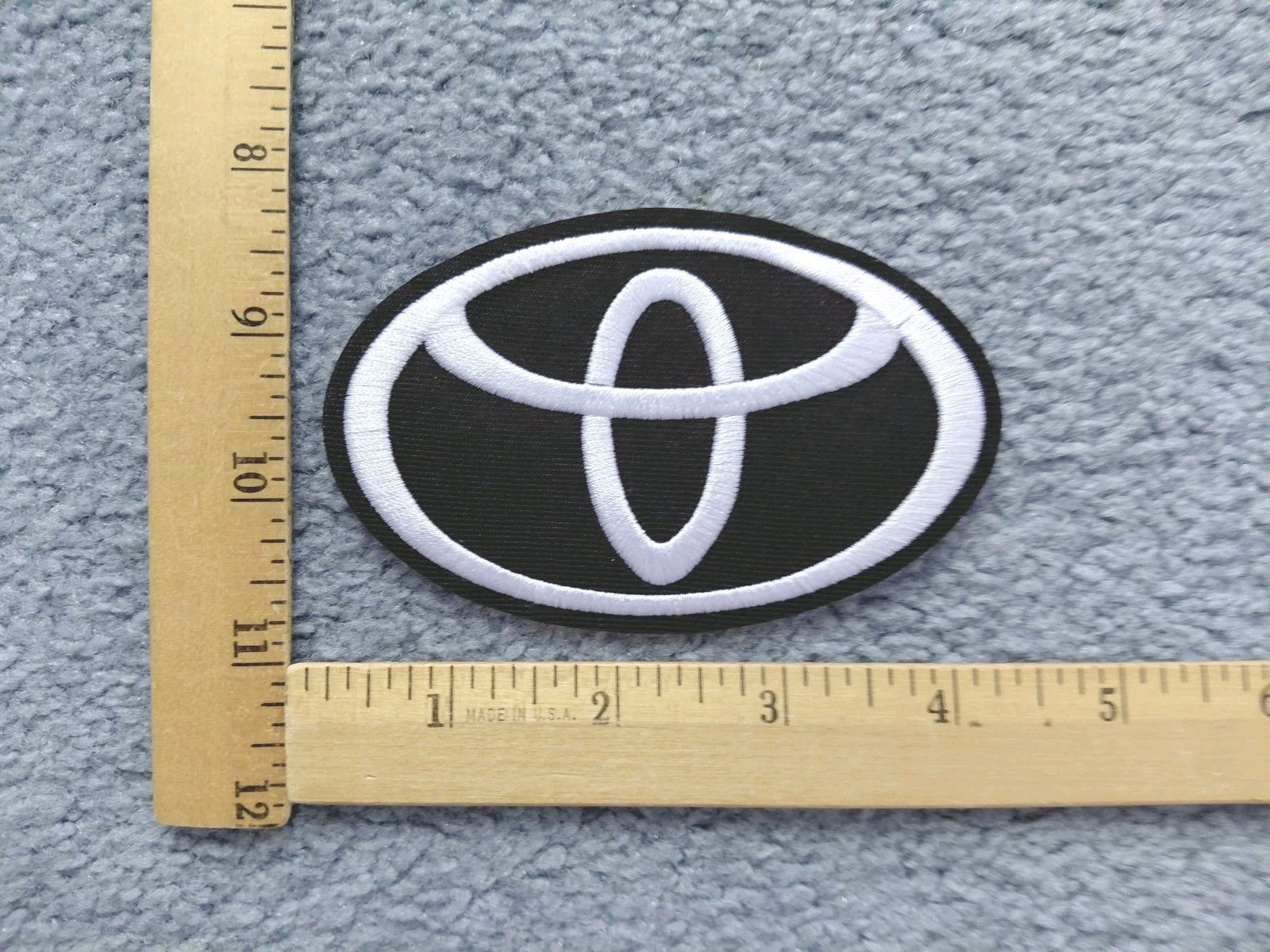 TOYOTA BLACK AND SILVER CAR AUTO TRUCK IRON ON PATCH FREE SHIPPING