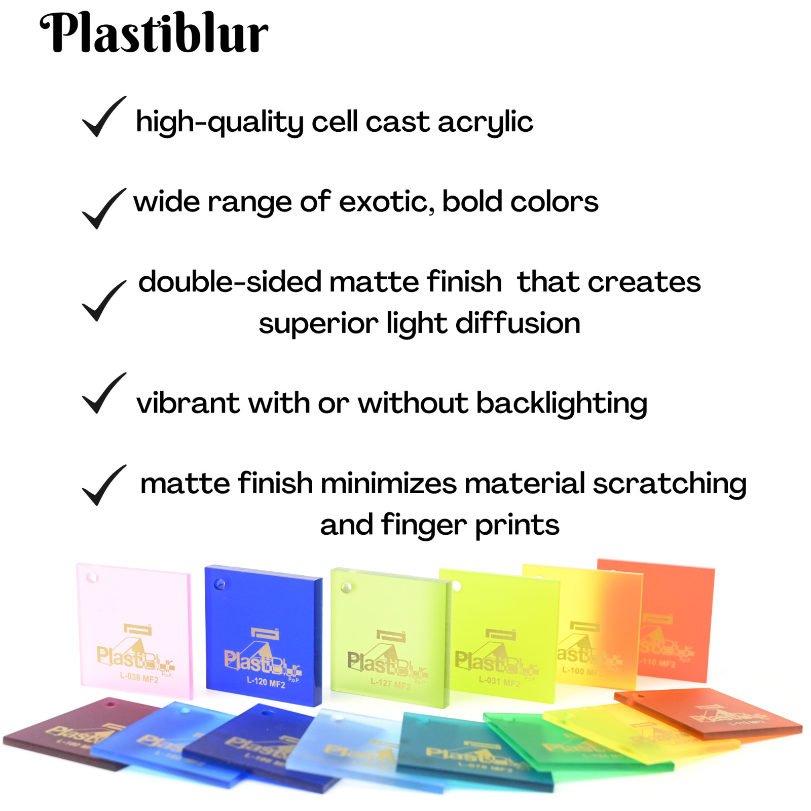 DP-95 Frosted Cast Acrylic Plexiglass Sheet, 1/8″ to 1/4″ Thick, Choose Colors