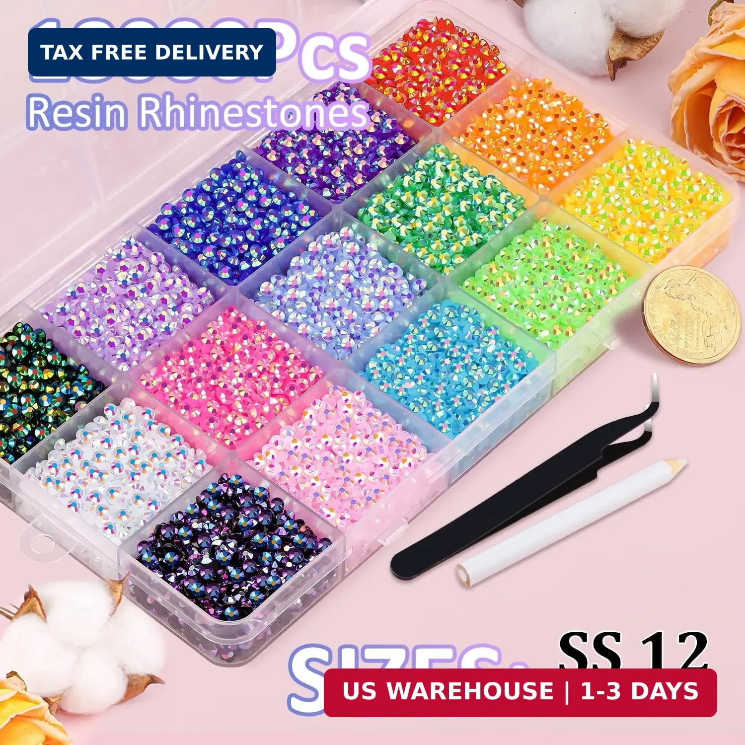 Jelly Rhinestones Bedazzling Kit Multicolor 3mm Flatback Resin Bedazzler Gems US