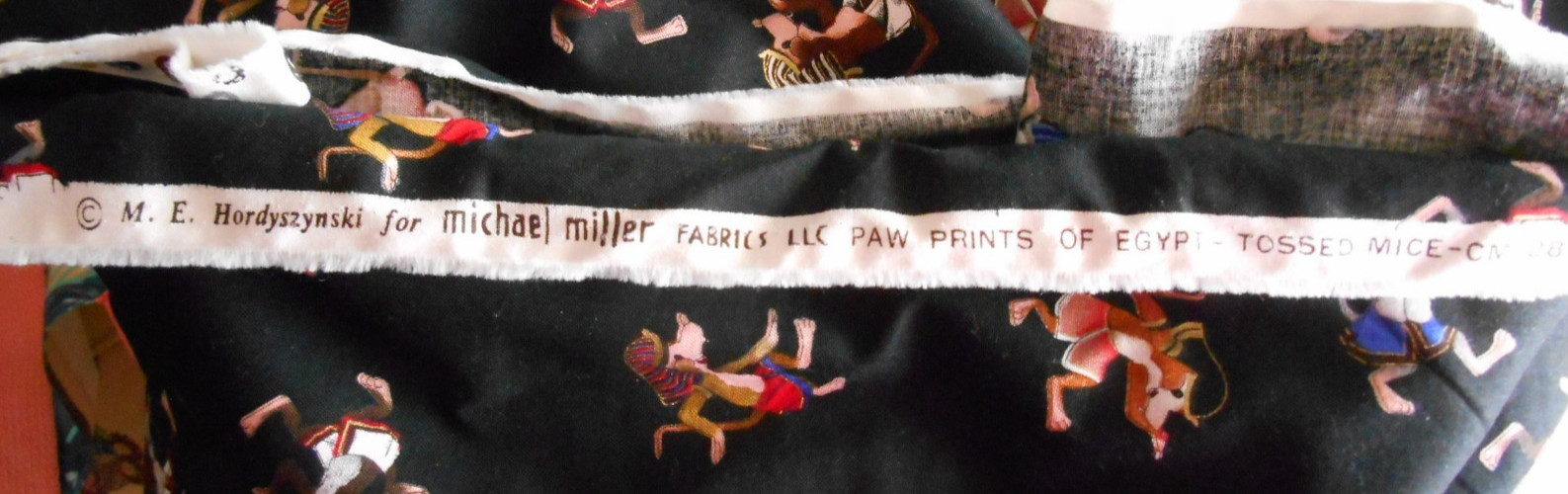 EGYPTIAN TOSSED MICE Paw Prints of Egypt M. E. Hordyszynski M Miller Cotton 3 YD