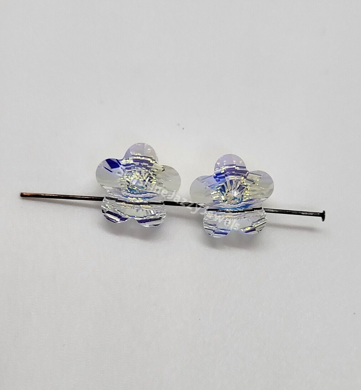 4pc Swarovski Crystal Clear AB 14mm Large Hole Flower 5944 Beads; Iridescent