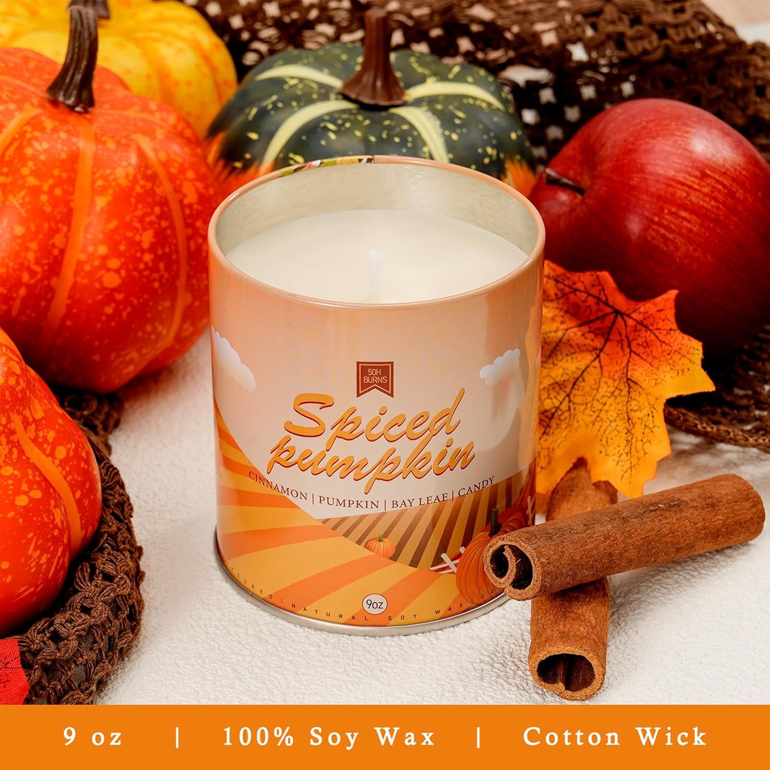 4 Pack Scented Fall Candles Set, 36oz Aromatherapy Soy Wax 4 Pack, Orange