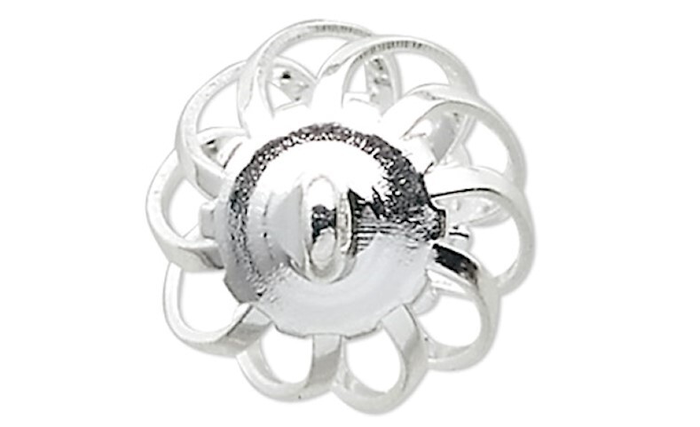 25 Silver Plated Steel & Brass 12x11mm Swirled Oval Cage Bead Connectors
