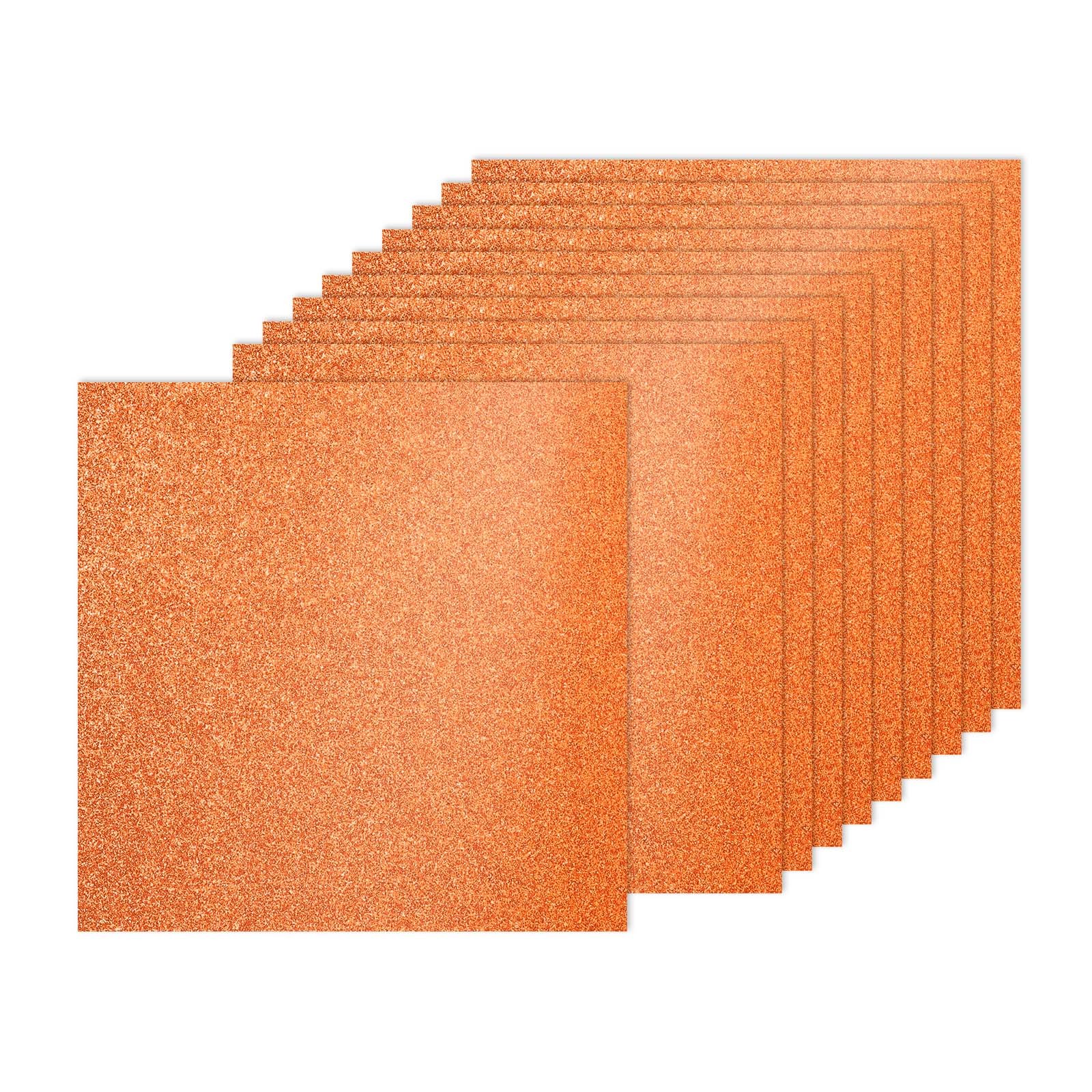 10Sheets Orange Glitter Cardstock, 12x12In Glitter Paper Sparkly