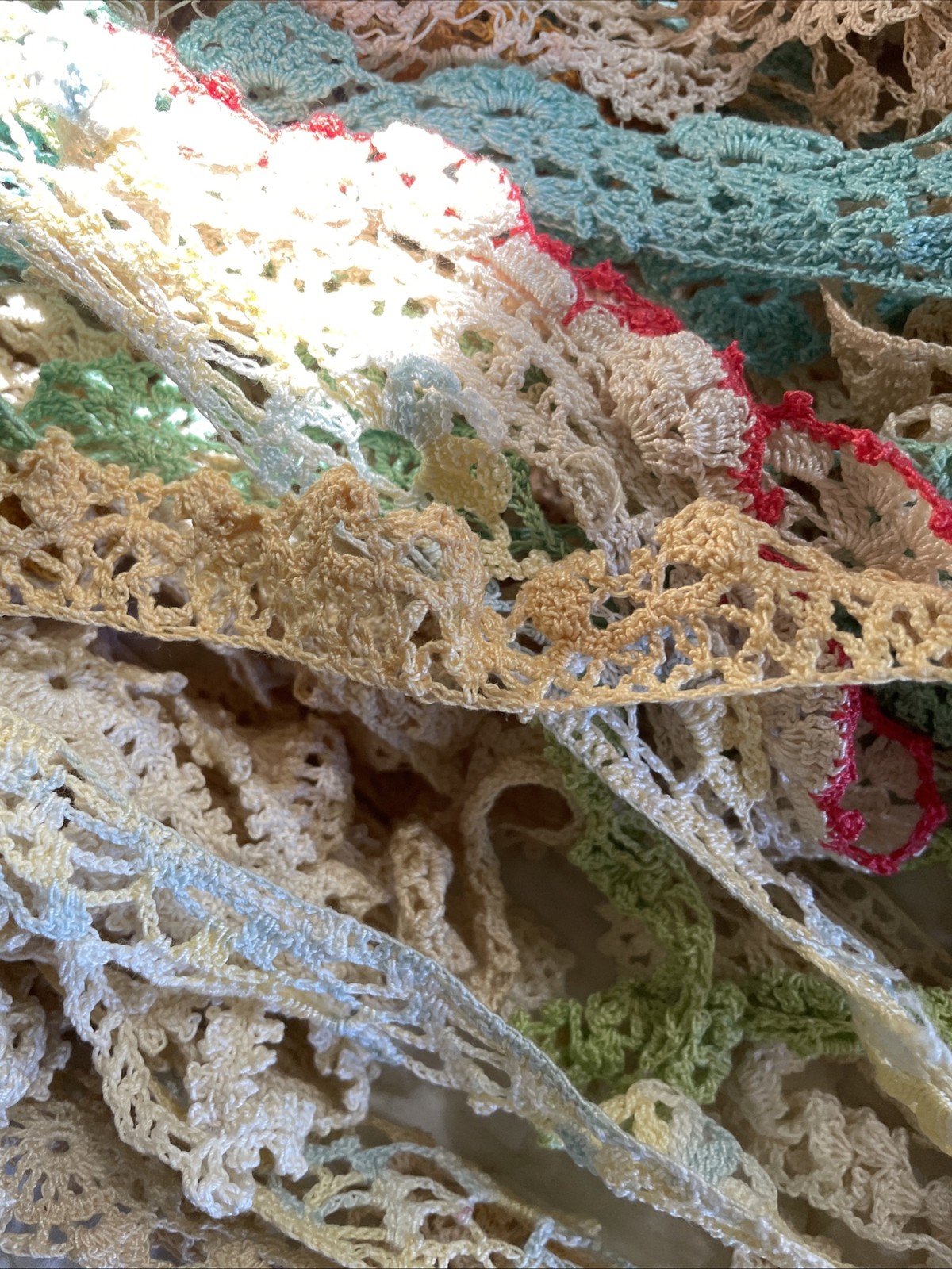 1+ lbs Vintage Lace Crochet Ribbon Trim Edging Remnants Scraps Sewing Craft 50pc