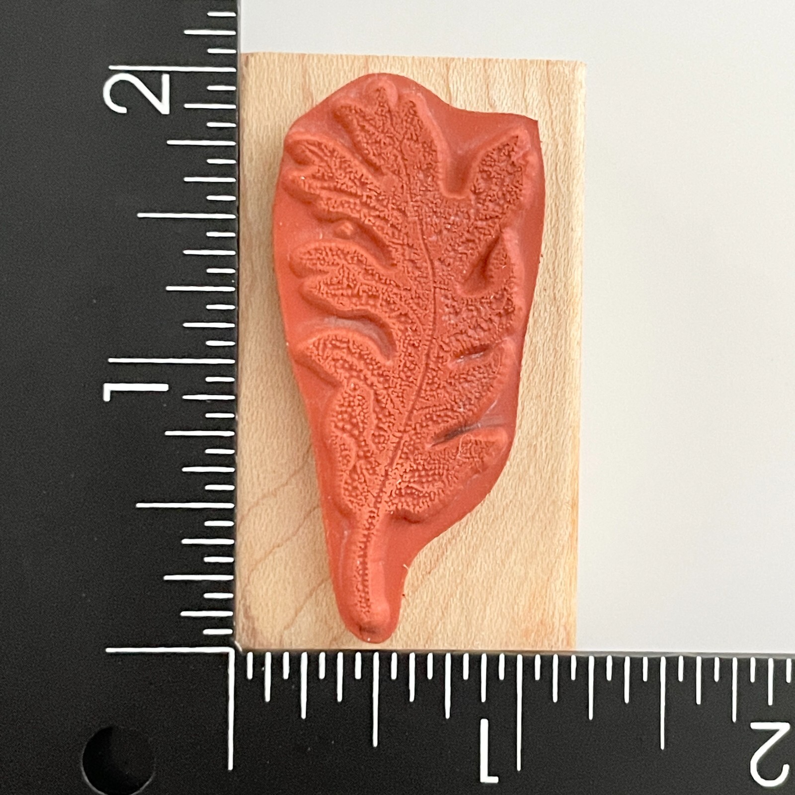 Rubber Monger Single Fall Oak Leaf Wood Mounted Rubber Stamp
