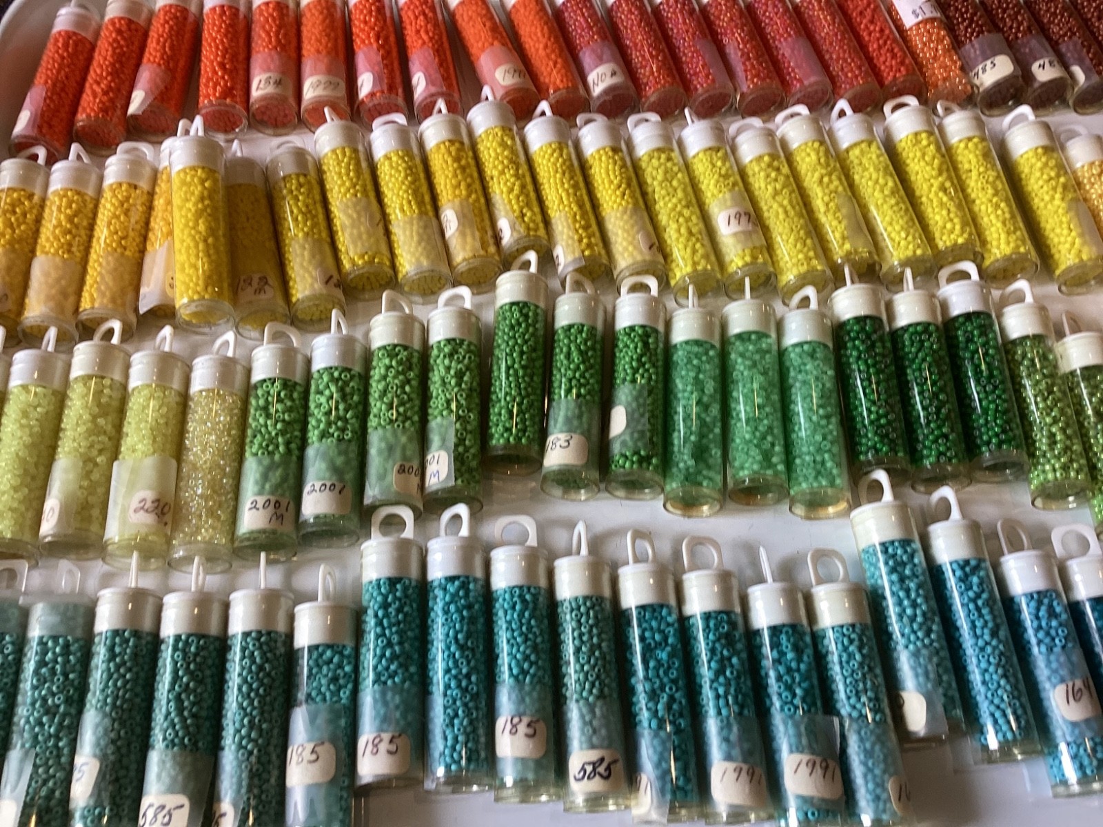 Bulk Vintage Craft Glass Seed Bead Lot 114 Tubes Multiple Colors New Old Stock