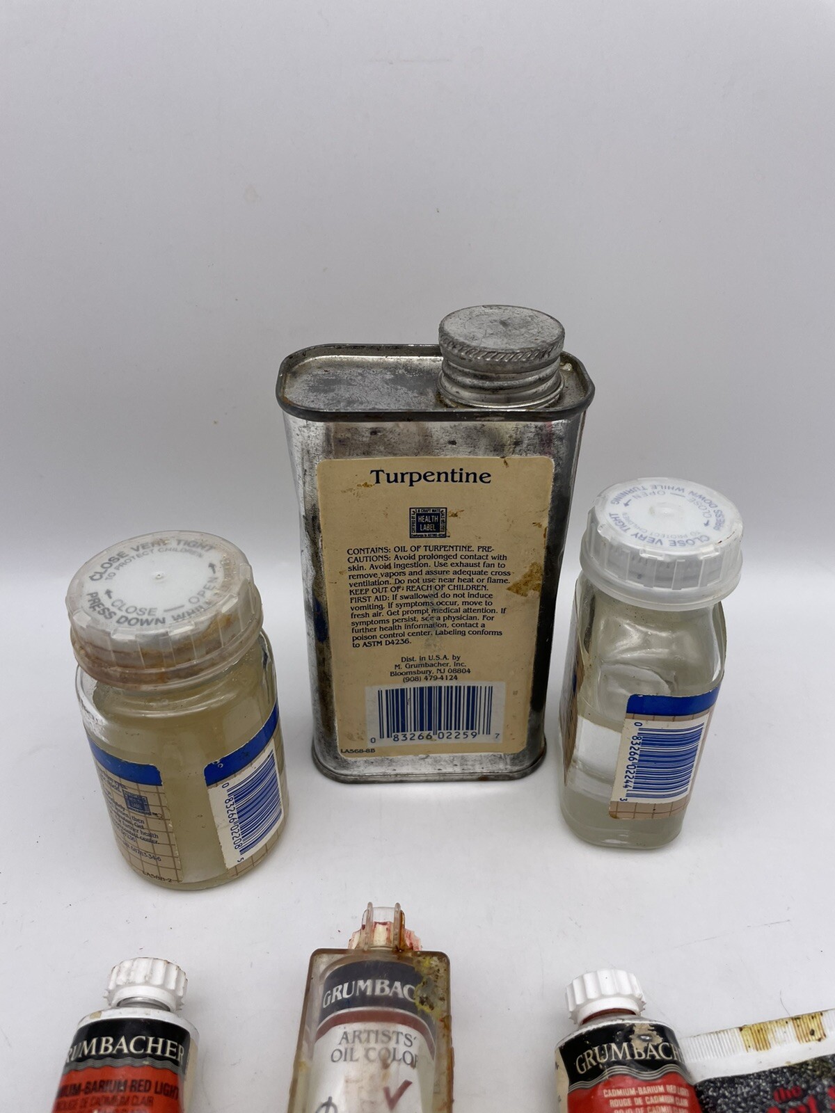 Vintage Grumbacher Pre tested and Max Oil Colors Thinner Cleaner Turpentine Used