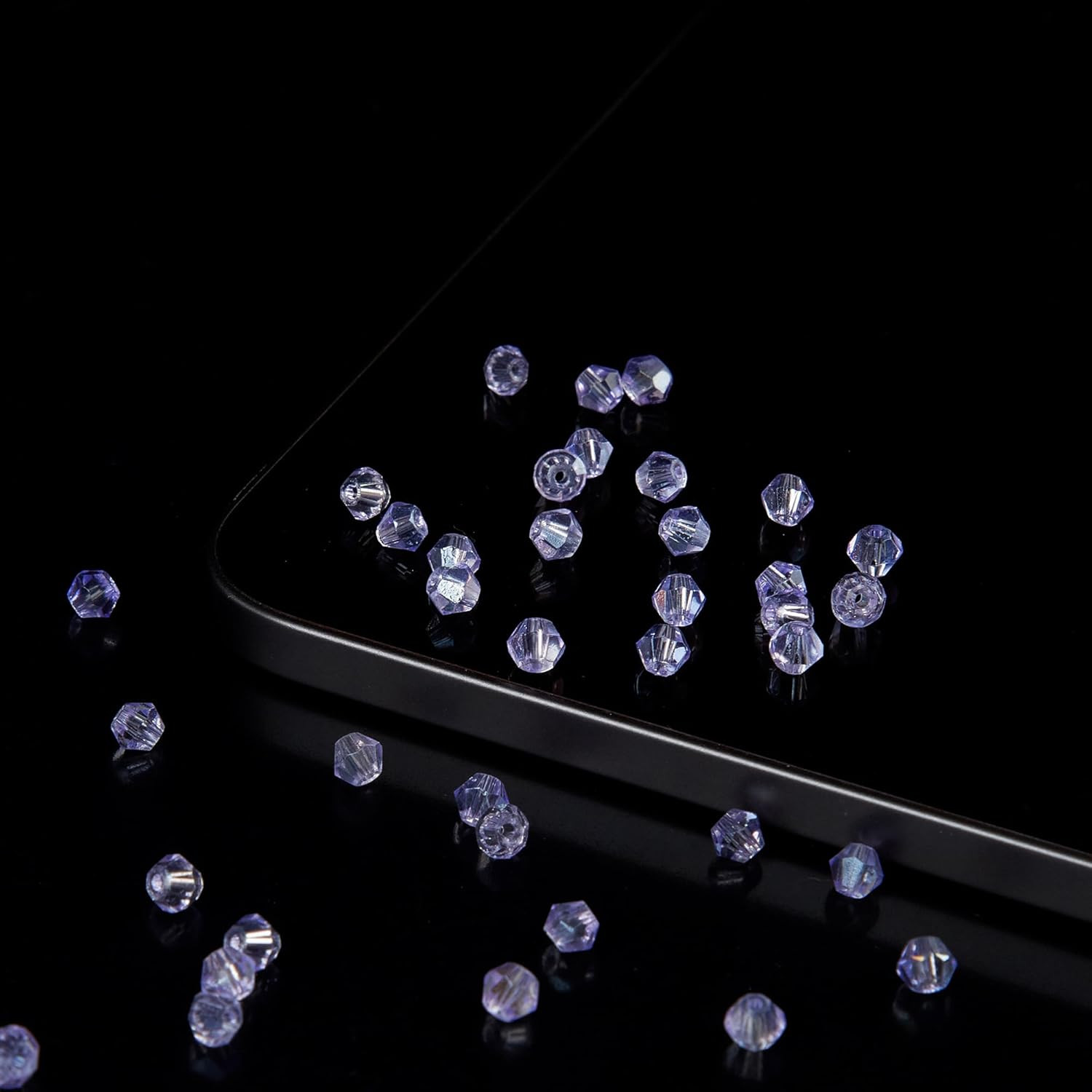 1100PCS 4mm Bicone Crystal Glass Beads for Jewelry Making, Sparkling Mini Beads