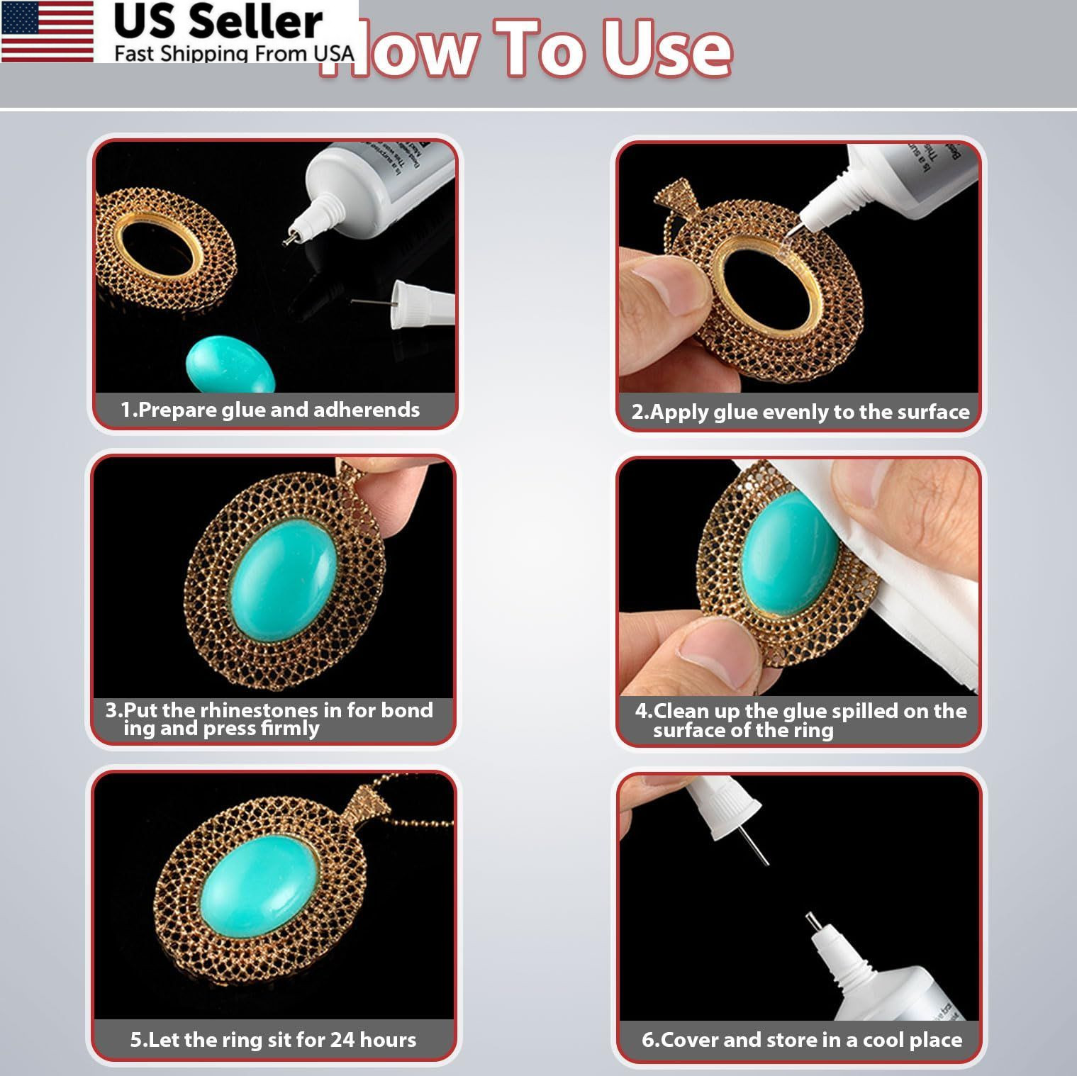 Jewelry Glue for Metal and Stone: 2PCS 10ML 0.3fl.oz Bead 2pcs 10ml/0.3fl.oz