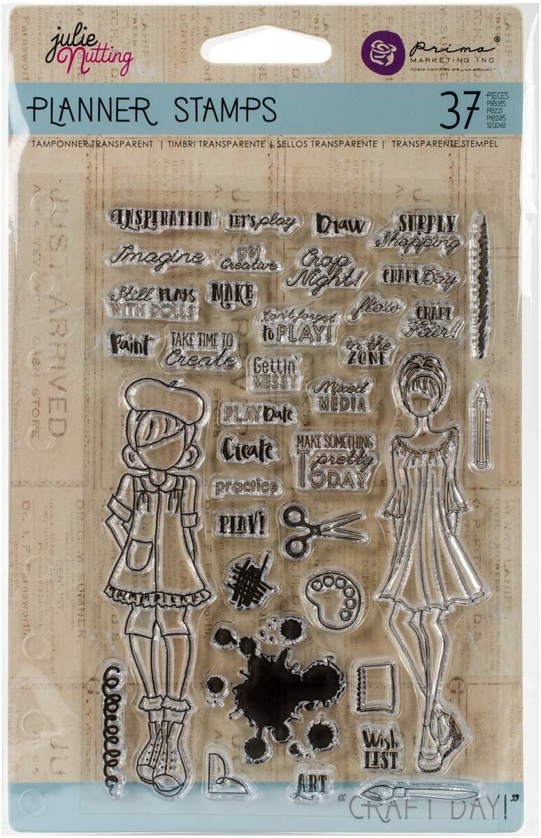 Prima Marketing Julie Nutting Mixed Media Doll and Planner Stamps – You Choose!