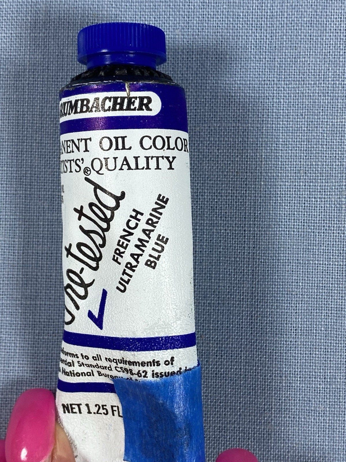 Vtg Grumbacher Pre-Tested Artist’s Oil Paint French Ultramarine Blue 1.25 fl oz
