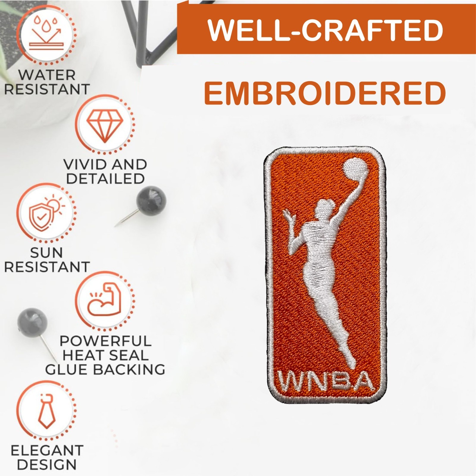 Pack Of 2 WNBA Basketball Logo Iron On Patch – Sew Patch – Embroidered Patch