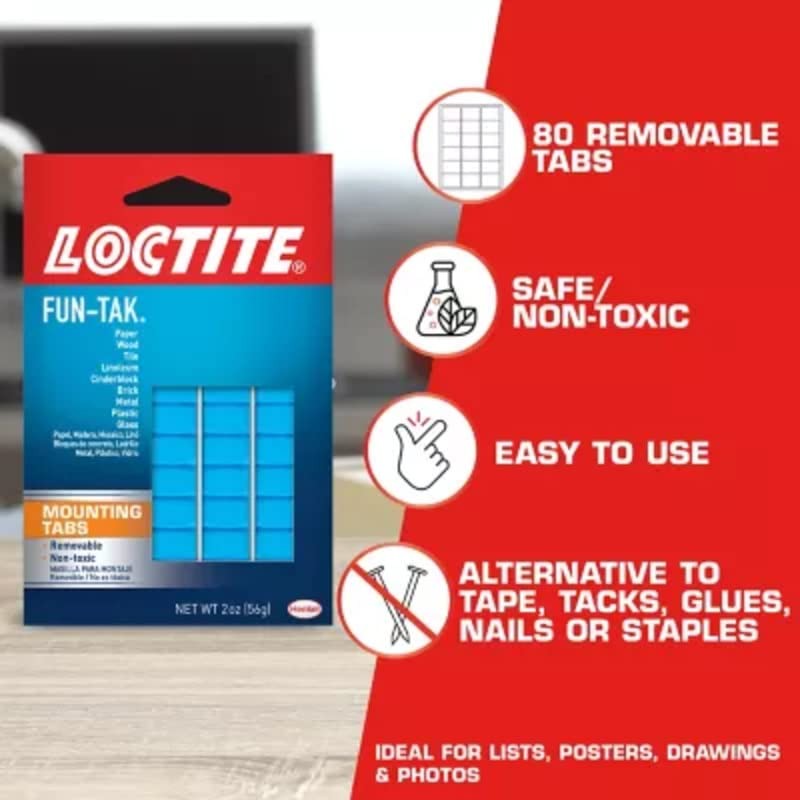 Loctite Fun-Tak Mounting Putty, Blue, 2 oz Wallet, 1 Pack 2 oz, Blue