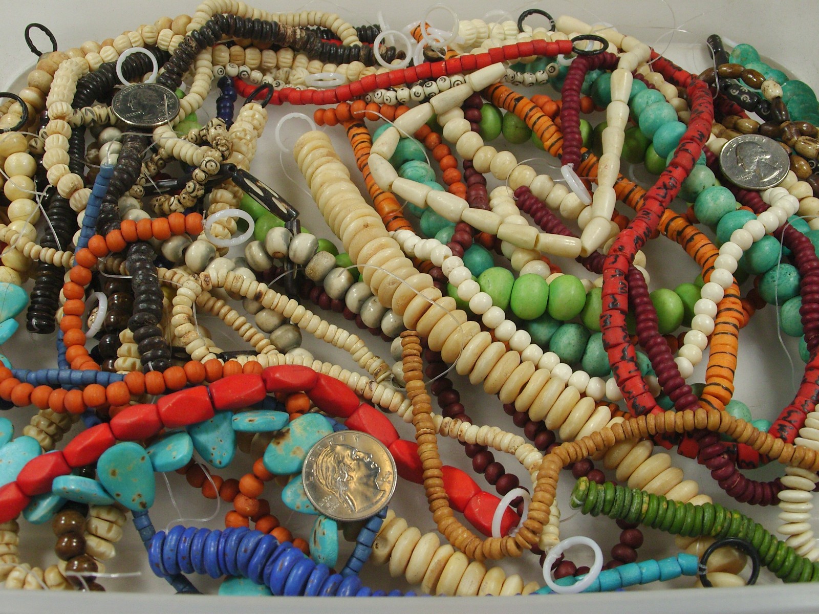2 Pounds Odds and Ends India Handmade Water Buffalo Bone Beads Lot (AXP-5) ⭐