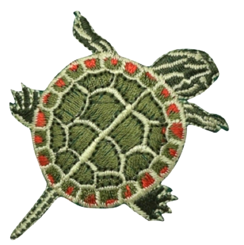 Painted Turtle Applique Patch – Testudine Reptilia Animal Badge 2.5″ (Iron on)