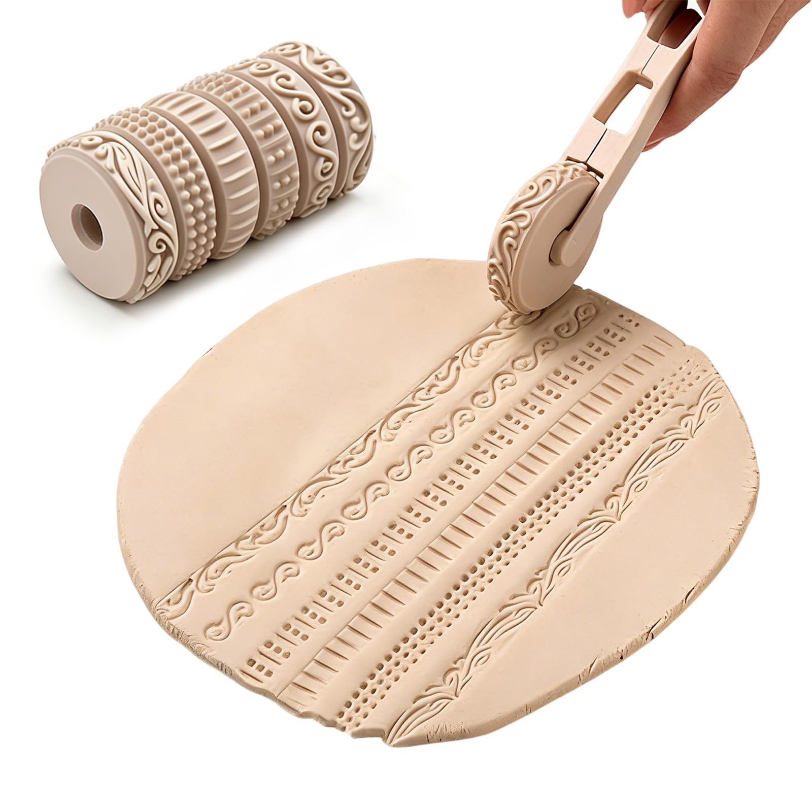 Clay Texture Rollers, 6 Patterns Clay Sculpting Tools, Clay Roller Set for Mo…