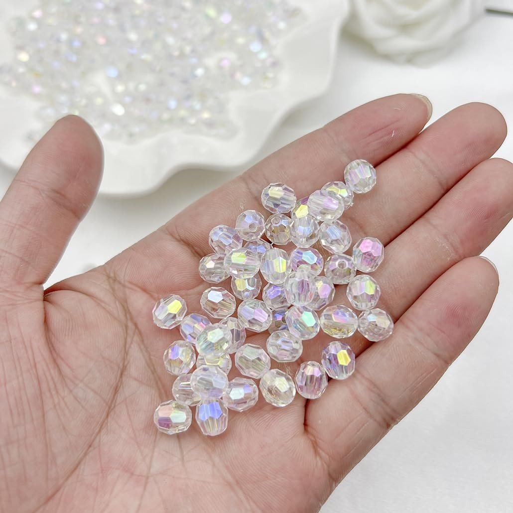 Mulutoo 1000 Pcs 6MM AB Color Crystal Acrylic Beads 6MM, 401 – Transparent