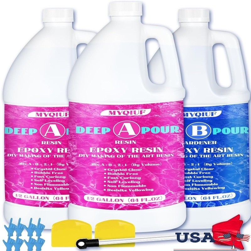 Deep Pour Epoxy Resin Kit 2:1 Durable UV Resistant Clear Casting Art Crafts New
