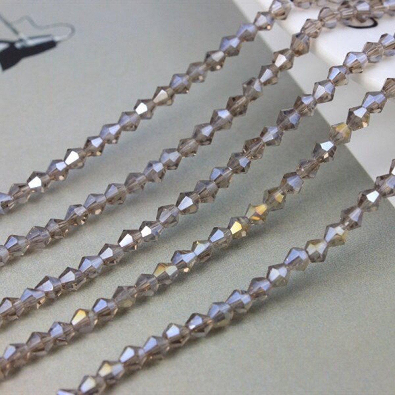 500pcs 4mm AB Coated Bicone Crystal Beads – Sparkling Luster Faceted Glass Beads