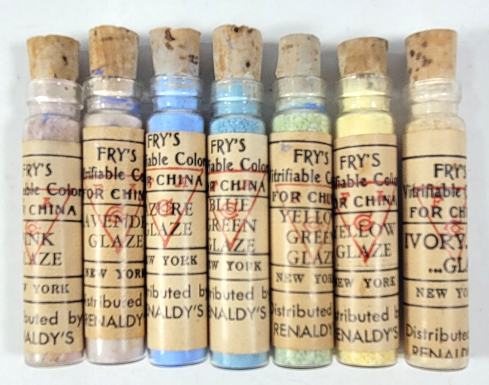 Fry’s Vitrifiable Colors Lot of 7 Vintage Porcelain China Powder Paint