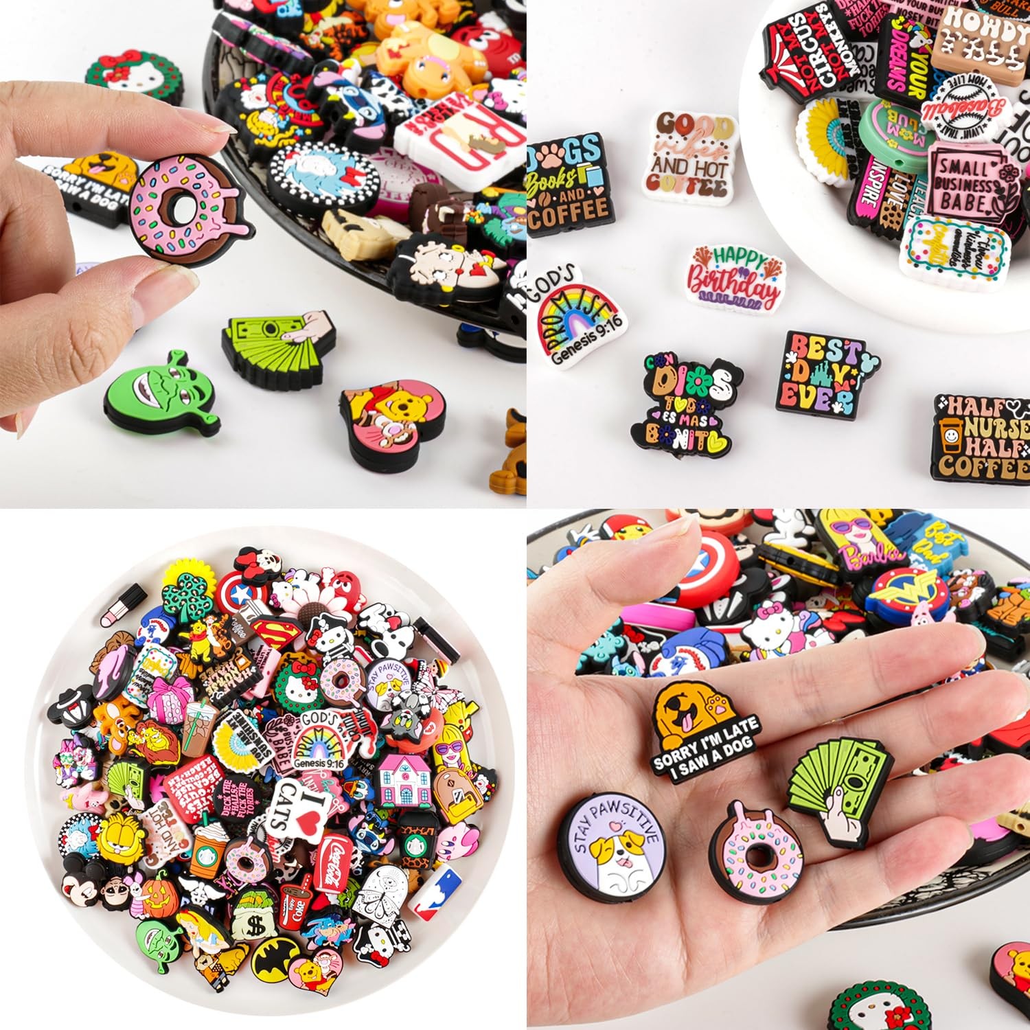 30Pcs Silicone Focal Beads for Pens, Random Cute Character Focal Beads for Ke…
