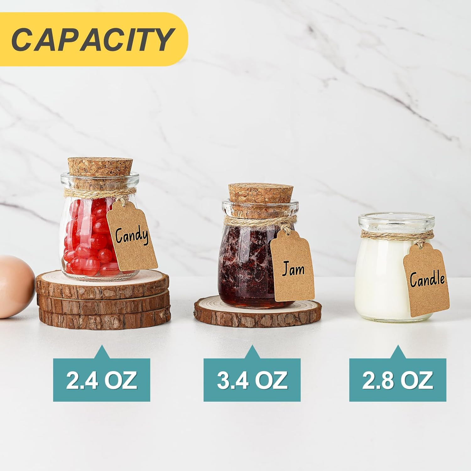 40 Pack Glass Favor Jars with Cork Lid, 3.4 Oz Small Glass Bottles