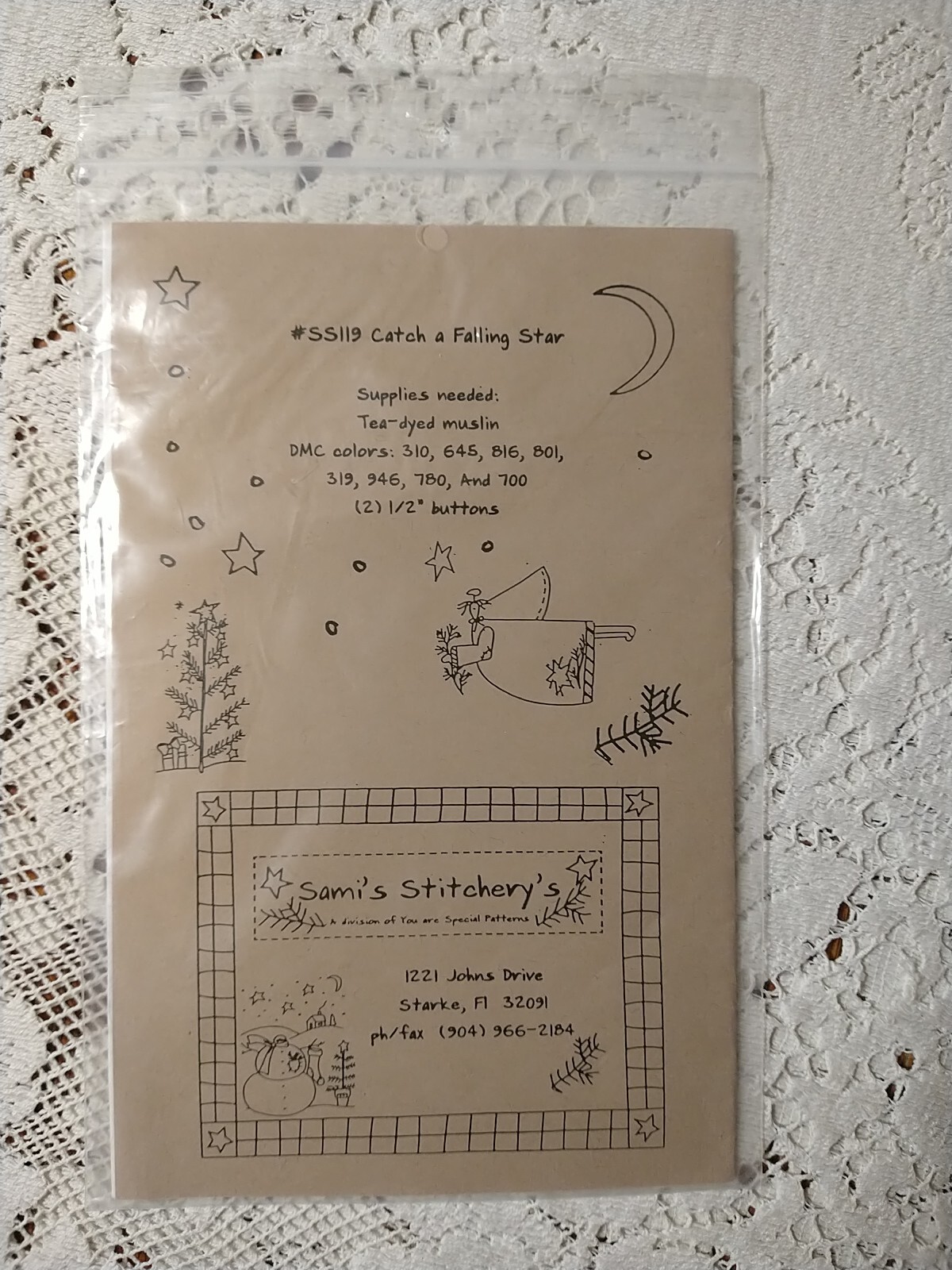 Sami’s Stitchery’s Embroidery Pattern #SS119 CATCH A FALLING STAR Primitive