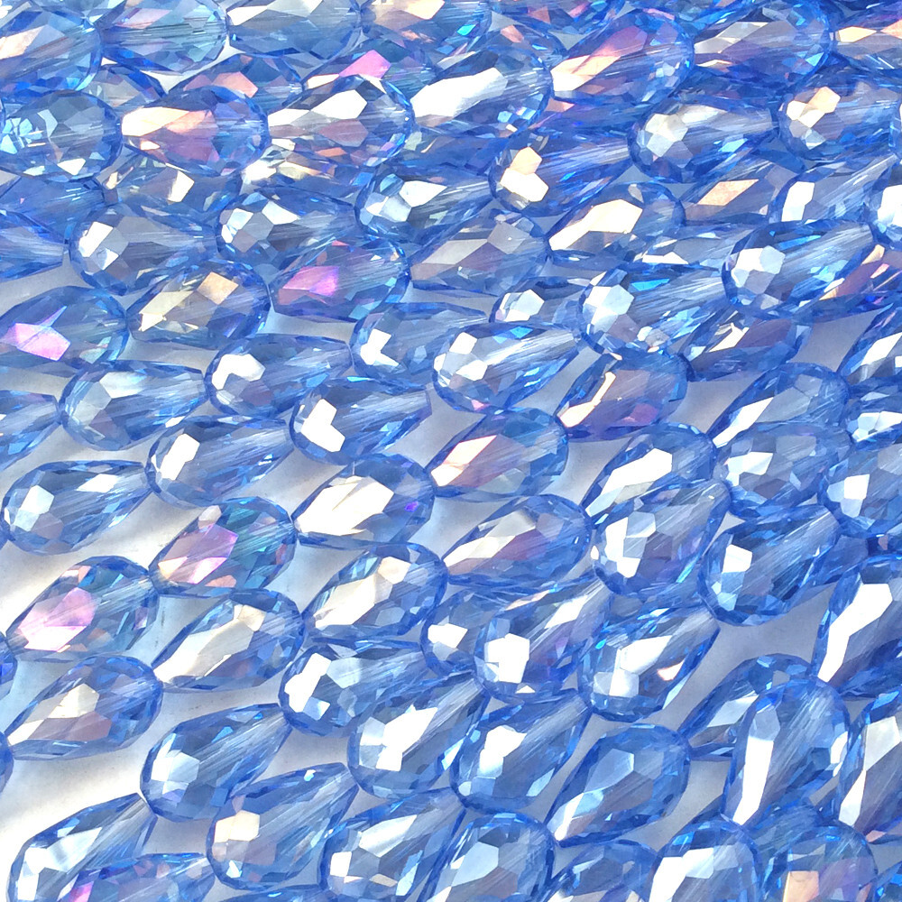 Light Sapphire AB Blue 15x10mm Teardrop Chinese Crystal Glass Q24 Beads Per Pkg