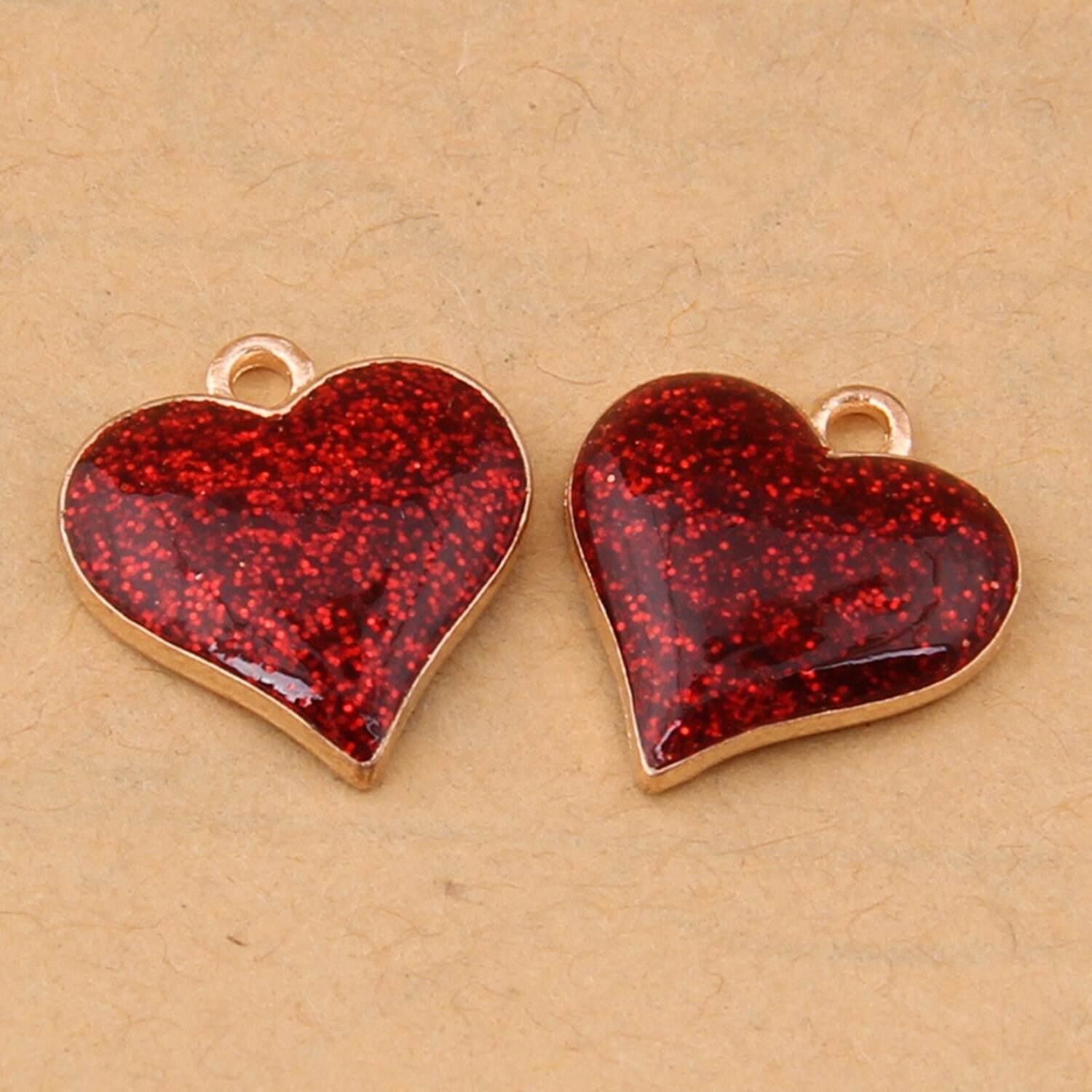 Clearance 20PCS Enamel Gold Tone Heart Charms Pendants, Red, Gold, Blue GC54